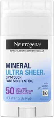 Mineral Ultra Sheer Face and Body Sunscreen Stick - SPF 50 - 1.5oz