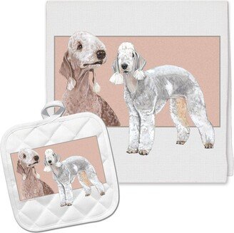 Bedlington Terrier Kitchen Dish Towel & Pot Holder Gift Set