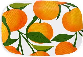 Serving Platters: Tangerine Dreams - Orange On White Serving Platter, Orange