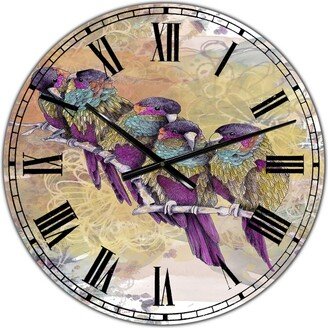 Designart Purple Parrots Oversized Cottage Wall Clock - 38