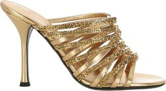 Crystal Embellishment Heeled Mules