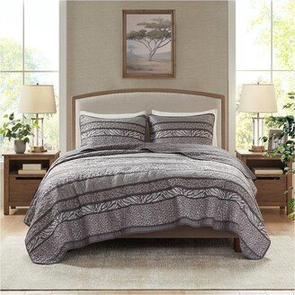 Gracie Mills Seri Polyester Coverlet Set, Gray - Full/Queen