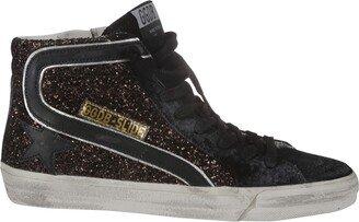 Slide Glitter Upper Suede Toe And List Leather Sta