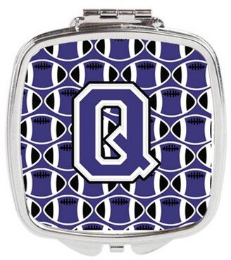 CJ1068-QSCM Letter Q Football Purple & White Compact Mirror