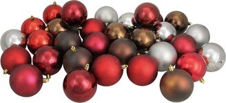 Northlight 32ct Red/Burgundy/Pewter Gray/Mocha Shatterproof Christmas Ball Ornaments 3.25