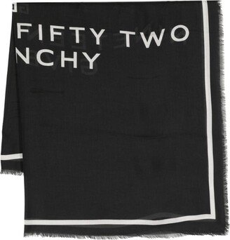 Logo-Print Frayed Scarf