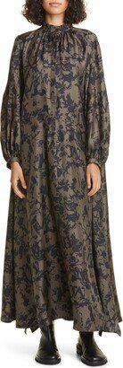 Prosit Floral Long Sleeve Silk Dress