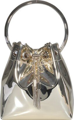 Logo Plaque Metallic Effect Bucket Bag