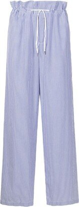 Striped Wide-Leg Poplin Trousers