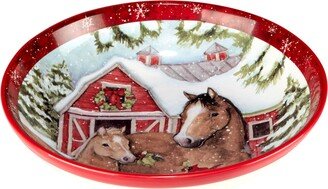 Homestead Christmas Serving Bowl, 13 x 3 - Red, White