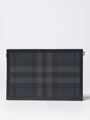 Frame Pouch in Check print saffiano coated fabric