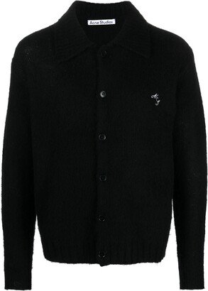 Logo-Embroidered Wool Cardigan-AB