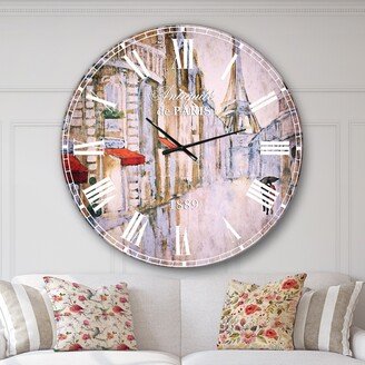 Designart 'Love in Paris III' Romantic French Country Large Wall CLock