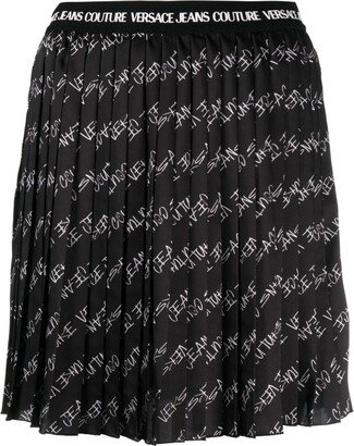 Fully-Pleated Logo-Print Miniskirt