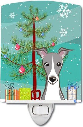 Christmas Tree and Italian Greyhound Ceramic Night Light