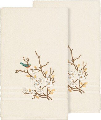 Spring Time Embellished Bath Towel - Set of 2 - Cream