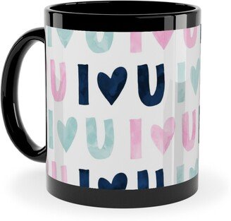 Mugs: I Love You - Pink Navy Blue Ceramic Mug, Black, 11Oz, Multicolor