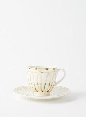 Kyma 24kt-gold Printed Porcelain Cup And Saucer