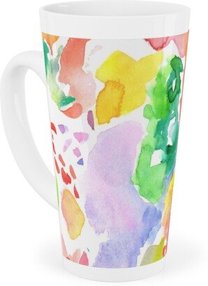 Mugs: Happy Abstract Watercolor Tall Latte Mug, 17Oz, Multicolor