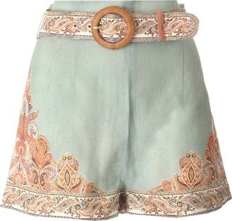 Devi Paisley Printed Belted Shorts