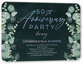 Wedding Anniversary Invitations: Eucalyptus Shadow Wedding Anniversary Invitation, Green, Iridescent Foil, 5X7, Matte, Personalized Foil Cardstock,