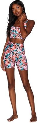 Bike Shorts (Fiery Plumeria) Women's Clothing