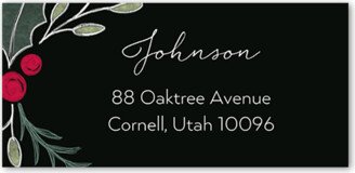 Address Labels: Large Holly Party Address Label, Black, Address Label, Matte