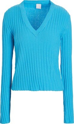 Organic Cotton V-neck Sweater Sweater Turquoise