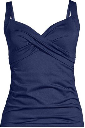 Women's DD-Cup Chlorine Resistant V-Neck Wrap Underwire Tankini Swimsuit Top Adjustable Straps - 6 - Deep Sea Navy