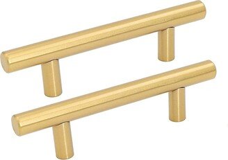 Brushed Brass Cabinet Pulls Gold Hardware - T Bar Handles Hole Centers(Knob, 2.5