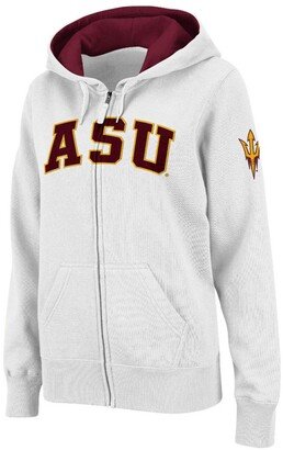 Women's Stadium Athletic White Arizona State Sun Devils Arched Name Full-Zip Hoodie