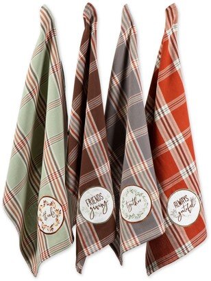 Design Import Thanksgiving Cozy Picnic, Plaid Dishtowel, Set of 4