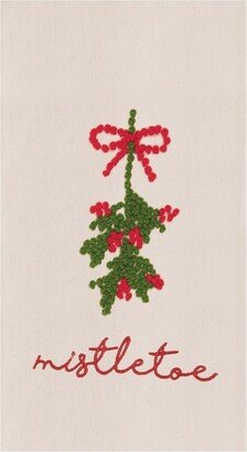 Mistletoe Berries French Knot Cotton Embroidered Flour Sack Kitchen Towel