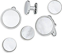 Classic Round Mother Of Pearl Stud & Cufflink Set