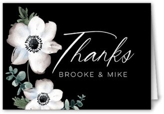 Wedding Thank You Cards: Minimal Anemone Wedding Thank You Card, Black, 3X5, Matte, Folded Smooth Cardstock