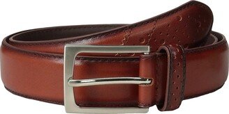 Full Grain Leather Belt with Wing Tip Style Tail 32mm (Saddle Tan) Men's Belts