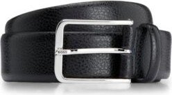 Italian-made grained-leather belt with branded pin