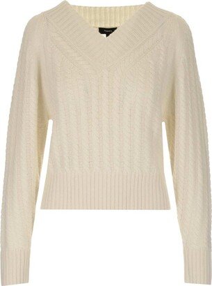 V-Neck Cable Knit Jumper