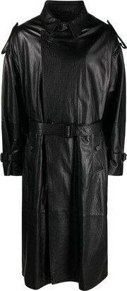 Notched-Lapels Leather Trench Coat