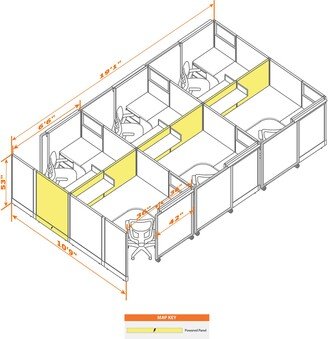 cubicles.com Cubicles with Sliding Doors 53H 6pack Cluster