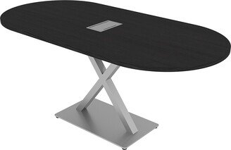 Skutchi Designs, Inc. 6 Person Racetrack Conference Table With X Base Data And Electric Unit