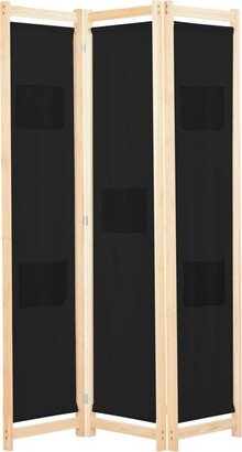 3-Panel Room Divider Black 47.2x66.9x1.6 Fabric