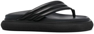 Chunky-Sole Leather Flip Flops