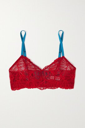 Constance Stretch Recycled-lace Soft-cup Bra - Red