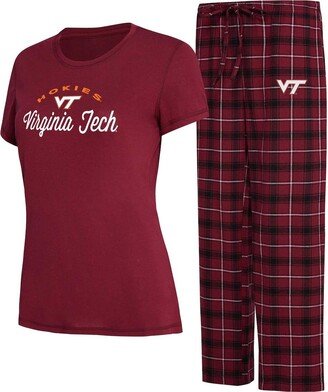 Women's Concepts Sport Maroon, Black Virginia Tech Hokies Arctic T-shirt and Flannel Pants Sleep Set - Maroon, Black