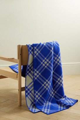 Checked Wool Blanket - Blue