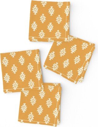 Yelllow Cocktail Napkins | Set Of 4 - Boho Motif Pattern Yellow Small By Serena Archetti White Cloth Spoonflower