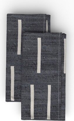 Cloth Napkins: Line Mudcloth - Denim Cloth Napkin, Longleaf Sateen Grand, Gray