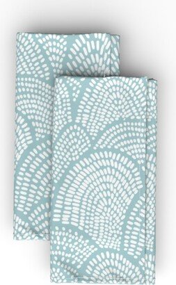 Cloth Napkins: Dotted Hills - Aqua Cloth Napkin, Longleaf Sateen Grand, Blue