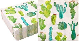 Sparkle and Bash 100 Pack Succulent Cactus Paper Napkins for Fiesta Birthday Party (6.5 In)